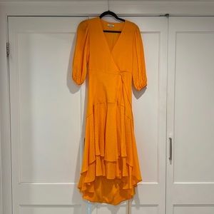 Mellon seersucker Ganni tiered wrap dress